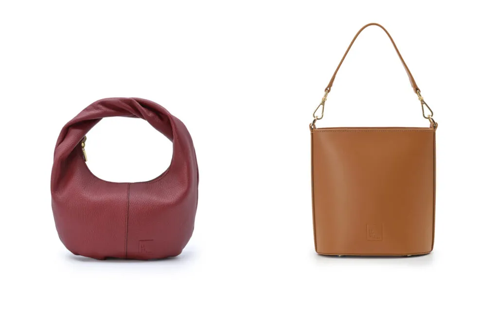 Mini bolso color burdeos (PVP: 219€) // Bolso marrón con multiposición (PVP: 249€)
