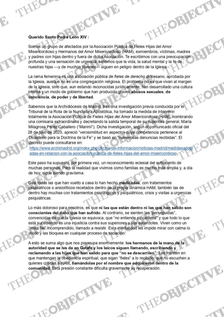 carta monjas HAM Papa