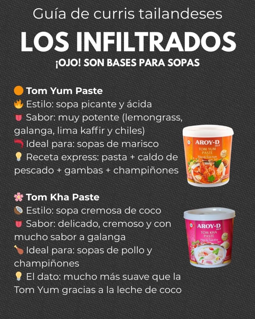 Los curris tailandeses infiltrados, las sopas: Tom Yum y Tom Kha