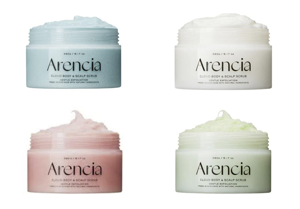 Exfoliantes '2 en 1' para cuerpo y cuero cabelludo de Arencia. (PVP: 21.90€ c/u)