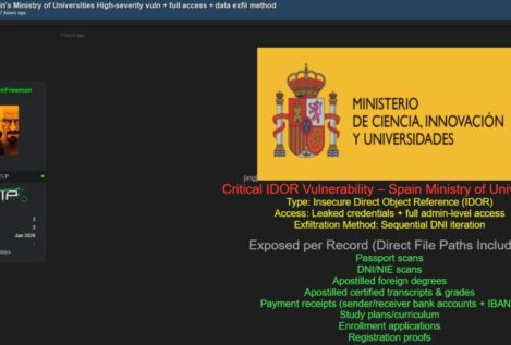 Un hacker asegura haber conseguido DNI y  cuentas bancarias del Ministerio de Ciencia