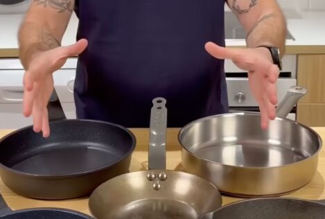 Alfredo Vozmediano, chef, sobre qué sartenes debes tener y cómo cuidarlas: «Usa una de 20 cm para tortillas y de 24 cm para lo demás»