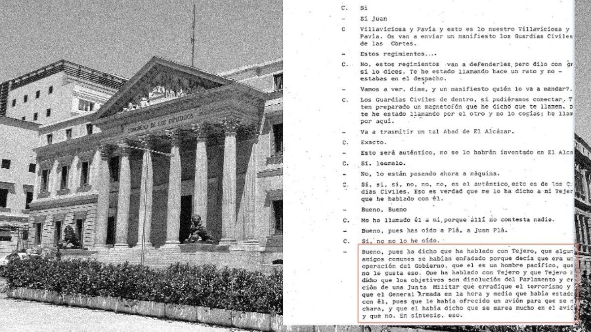 Armada ofreció a Tejero un avión para abandonar y este lo negó porque se mareaba