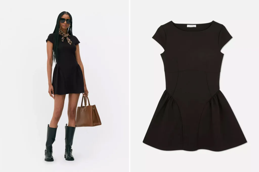 Vestido corto negro con falda de vuelo de Primark. (PVP: 18€)