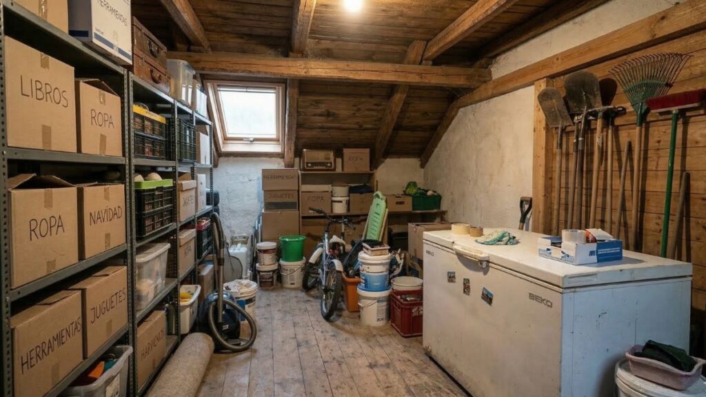 Trastero con un congelador enchufado 