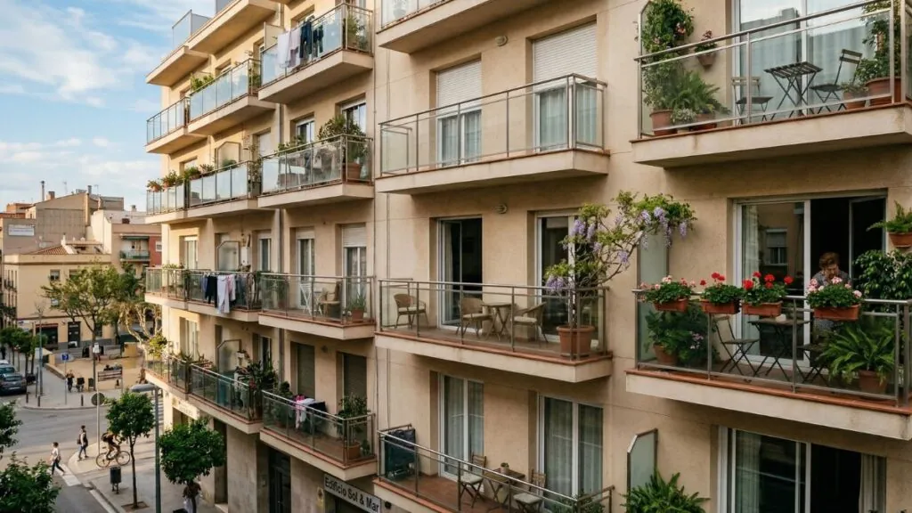 Plantas sobresaliendo del balcón 