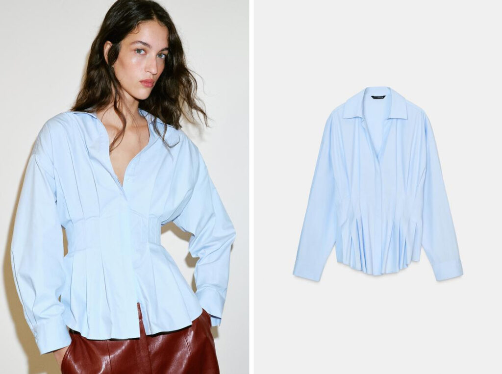 Camisa de color azul claro de Zara. (PVP: 25.95€)