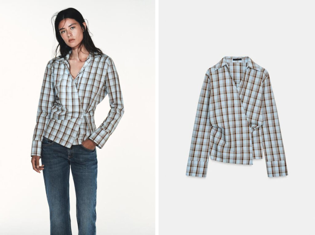 Camisa de cuadros cruzada de Zara. (PVP: 24.95€)