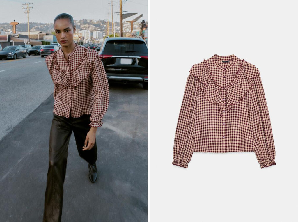 Camisa estampada con volante de Zara. (PVP: 29.95€)