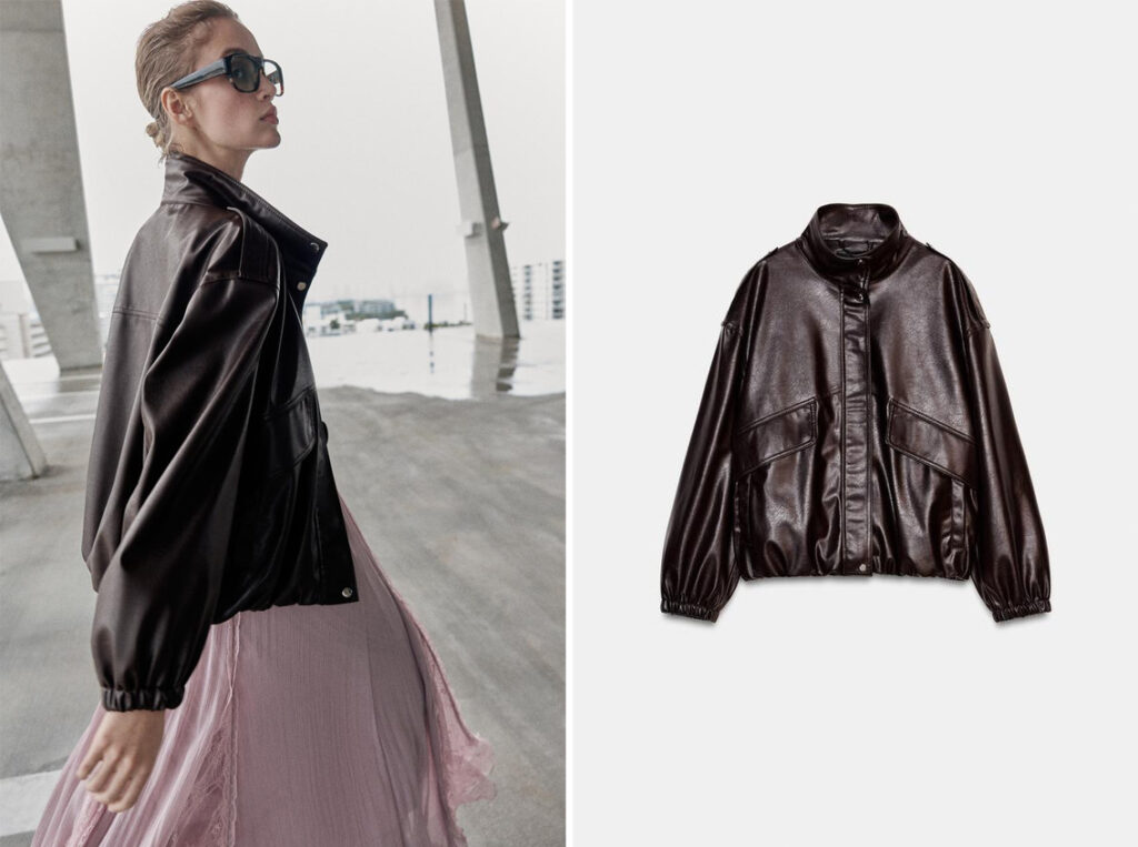 Cazadora marrón con efecto globo de Zara. (PVP: 49.95€)