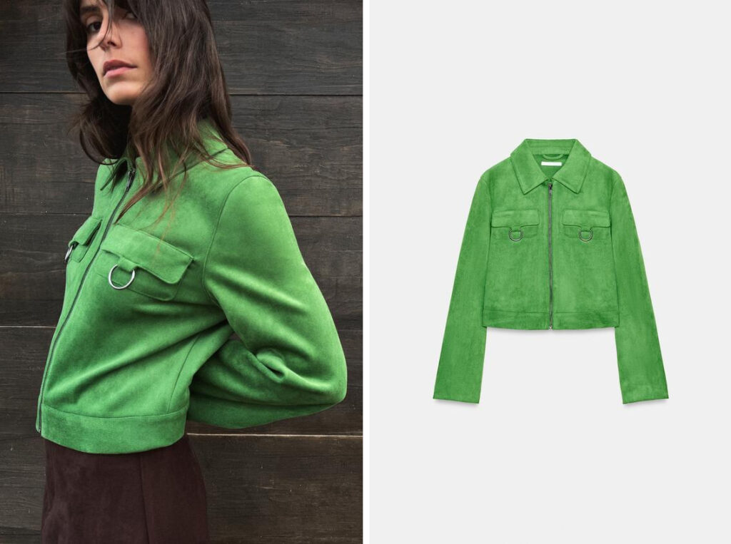 Cazadora de color verde manzana de Zara. (PVP: 35.95€)