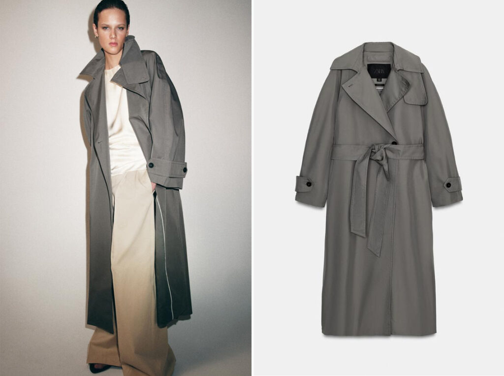 Gabardina oversize en color gris de Zara. (PVP: 89.95€)