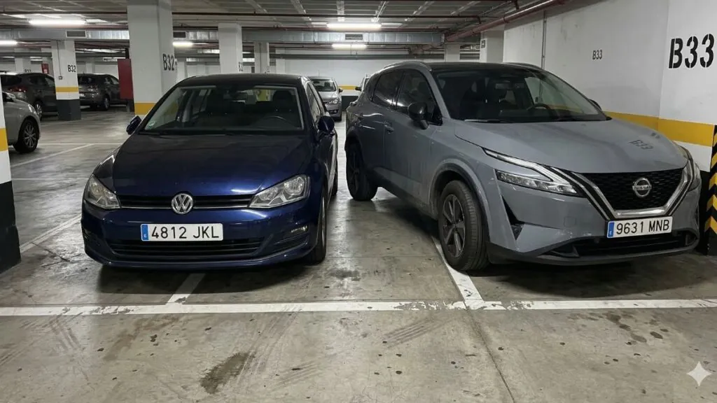 Coche ocupando la plaza de garaje de otro 