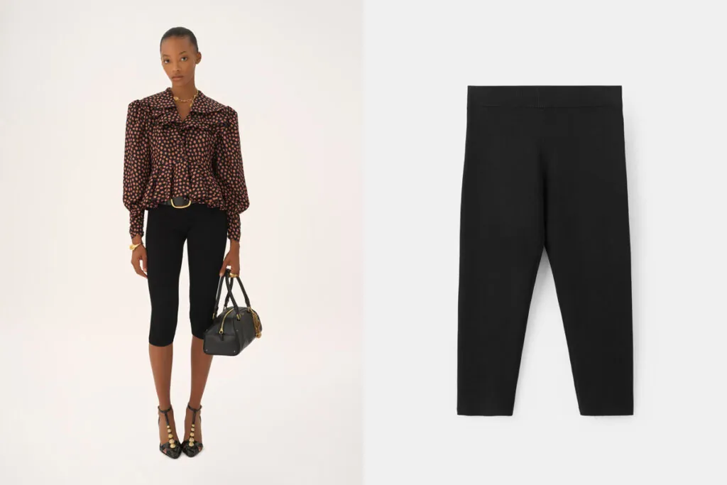 Leggings negros de corte capri. (PVP: CHLOÉ 790€ vs. MANGO 39.99€)