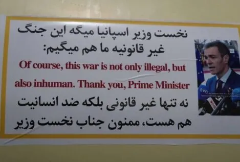 Irán coloca pegatinas con una frase de Sánchez en los misiles con los que ataca Israel