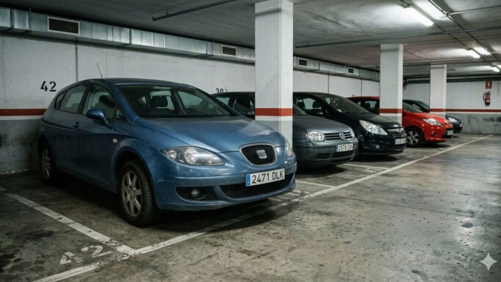 Coche en una plaza de garaje 