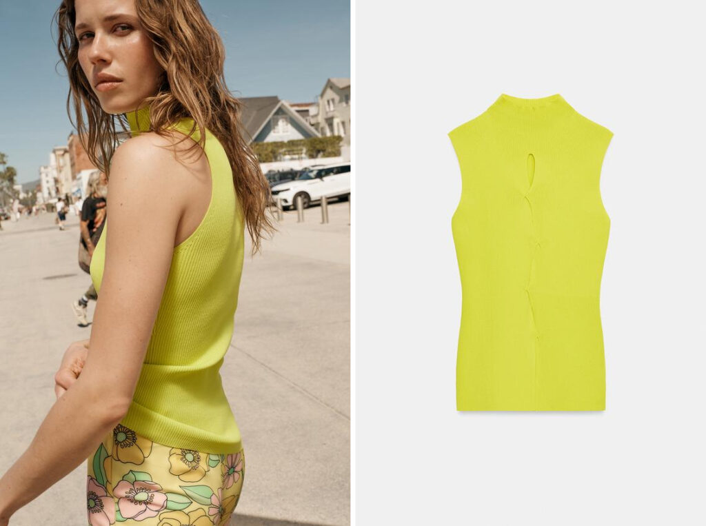 Top de color verde lima de Zara. (PVP: 17.95€)