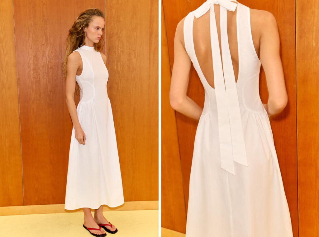 Vestido blanco con lazada en la espalda de Zara. (PVP: 35.95€)
