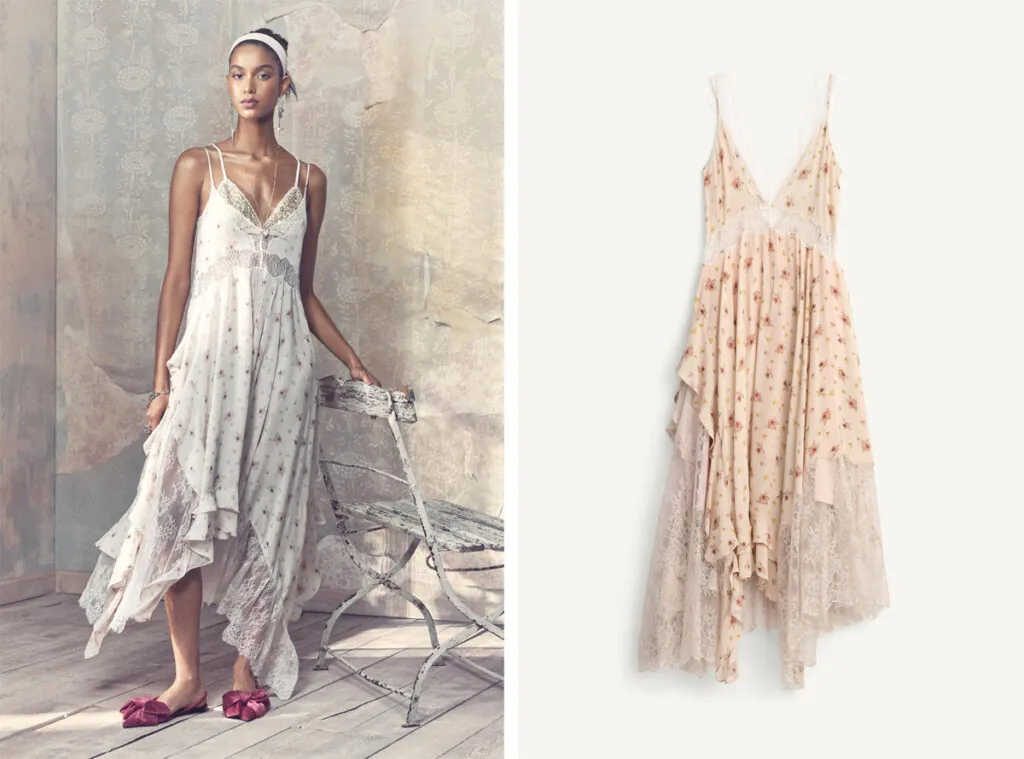 Vestido de estilo lencero de Zara. (PVP: 129€)