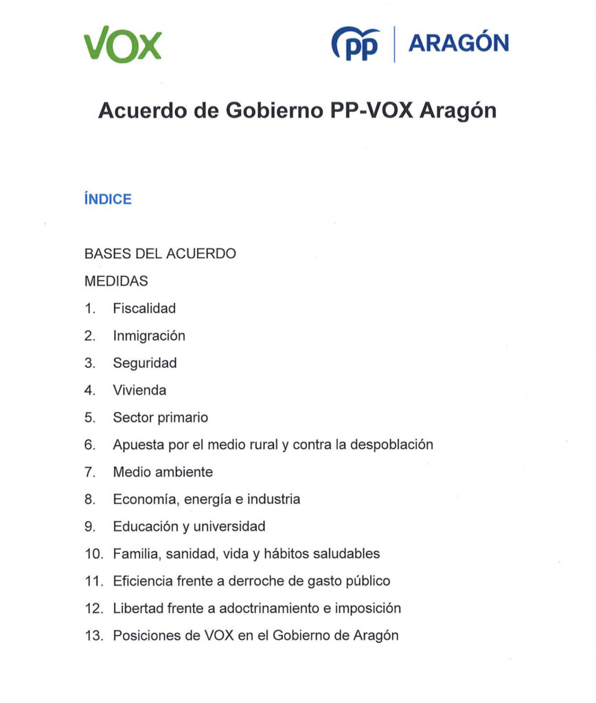 Acuerdo PP-Vox Aragón