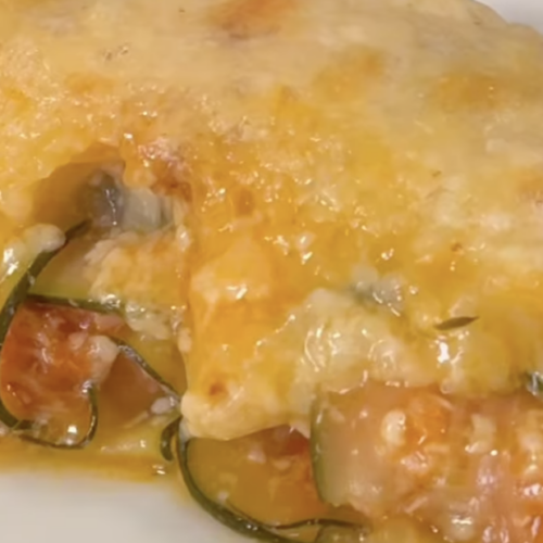 Raviolis de calabacín gratinados