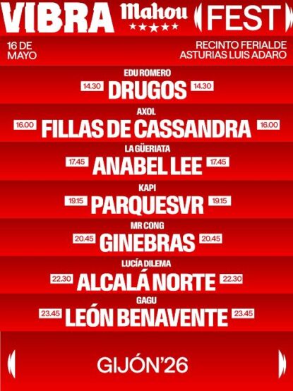 El Vibra Mahou Fest de Gijón del 16 de mayo revela sus horarios
