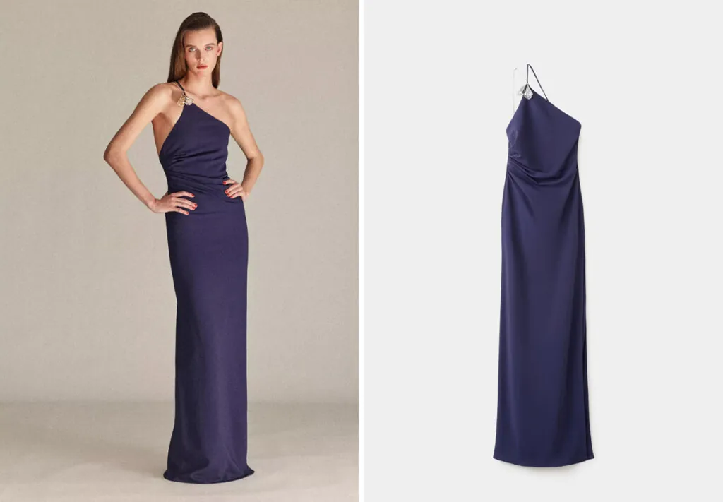Vestido azul oscuro de Mango. (PVP: 200€)