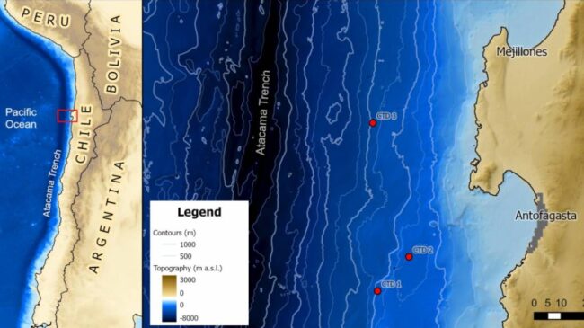 Hallan vida microbiana en la fosa de Atacama alimentada por gases de azufre