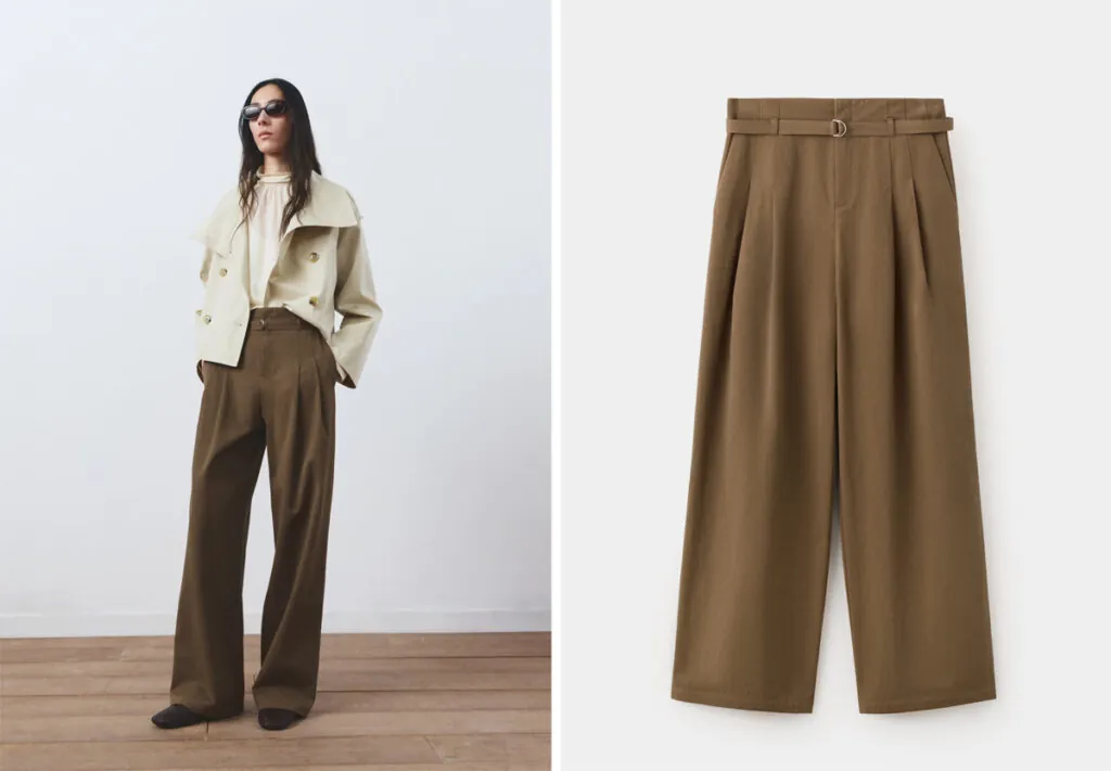 Pantalones marrones de aire British de Mango. (PVP: 39.99€)