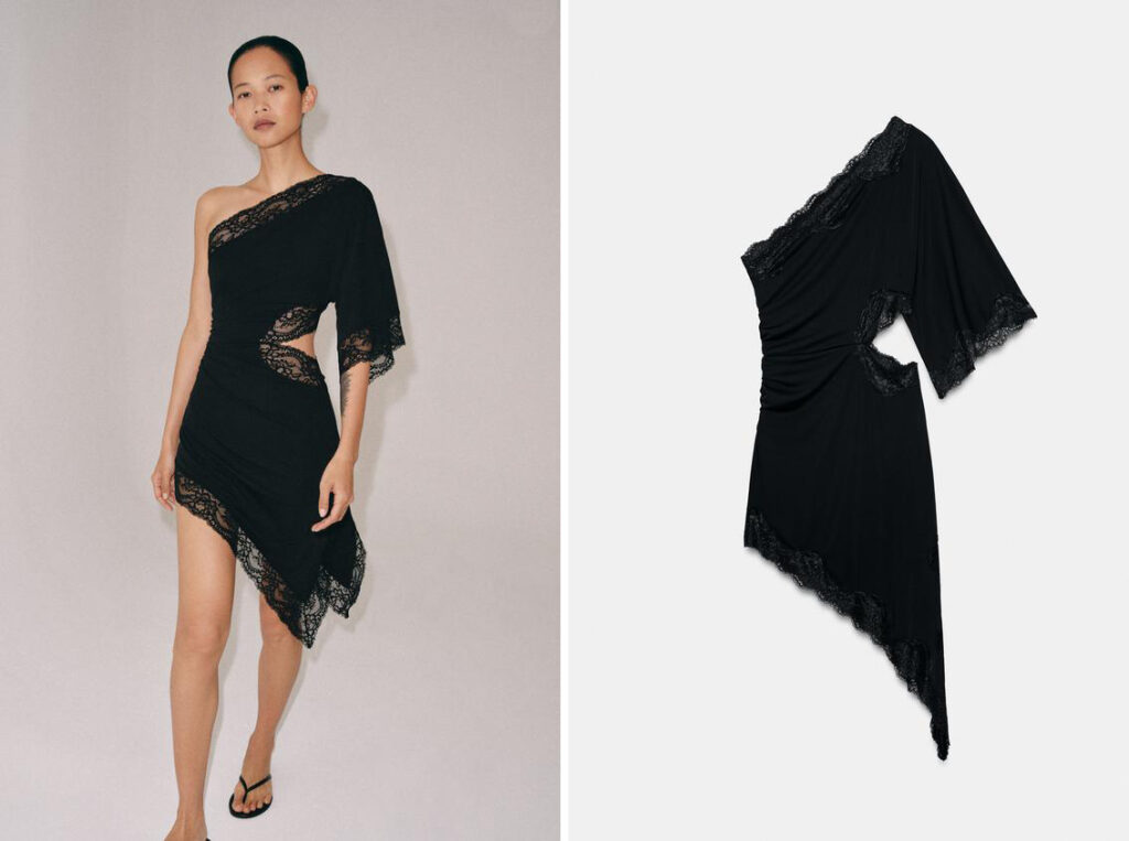 Vestido asimétrico con encaje de Zara (PVP: 29.95€)