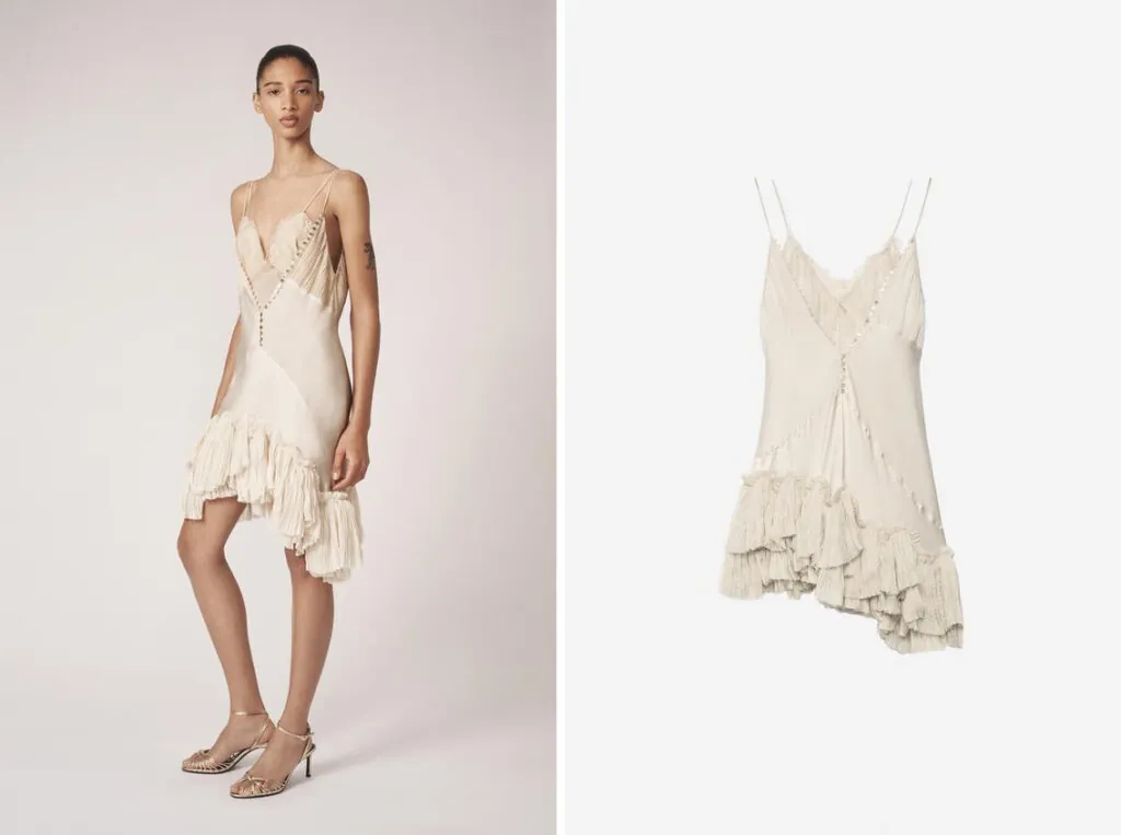 Vestido de tirantes de estilo lencero de Zara. (PVP: 119€)