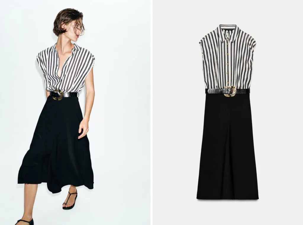 Vestido de largo midi y rayas de Zara. (PVP: 45.95€)