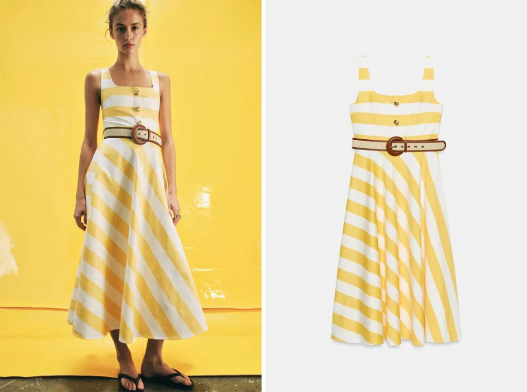Vestido de rayas amarillas de Zara. (PVP: 39.95€)