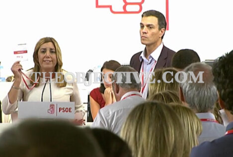 El llanto de Susana Díaz en el Comité Federal de 2016: «Ni mamparas, ni insultos. ¡Ya está bien!»