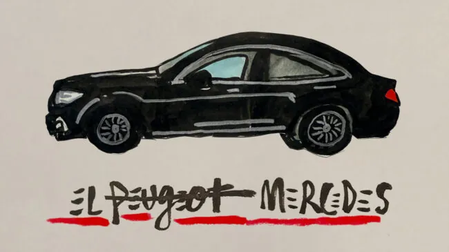 La viñeta animada sobre... el Peugeot Mercedes