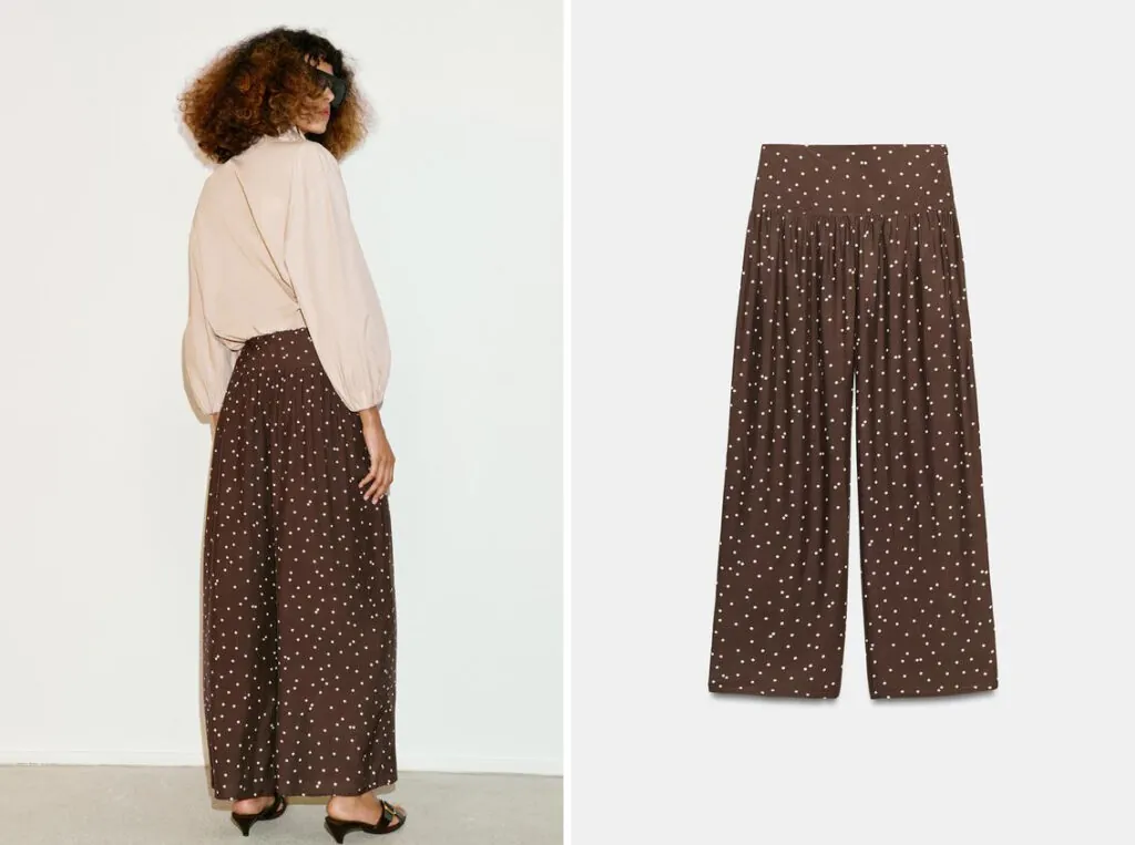 Pantalón marrón con lunares de Zara. (PVP: 27.95€)