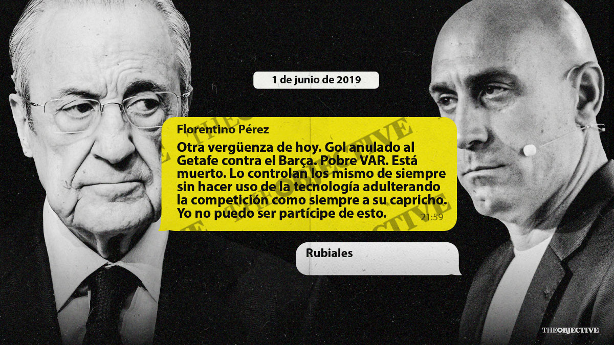 Los ‘whatsapps’ de Florentino a Rubiales por los arbitrajes post-Negreira: «Otra vergüenza más»