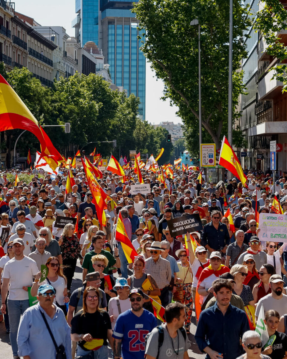 La marcha para exigir la dimisión de Pedro Sánchez, en imágenes