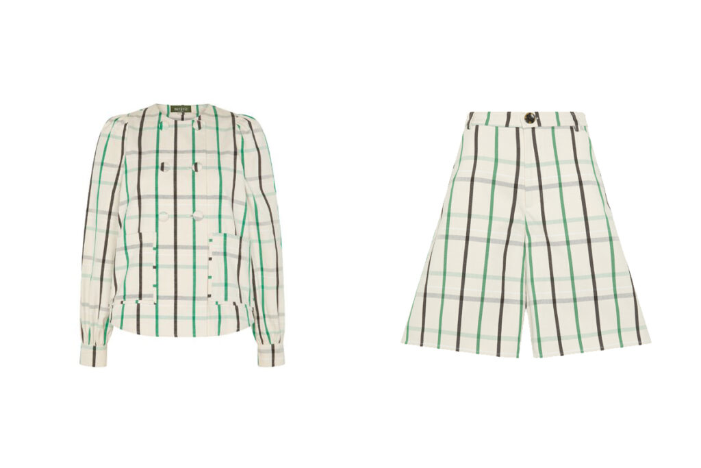 Conjunto de cuadros de la firma MarÀvic. (PVP: chaqueta - 105€ // bermudas - 119€)