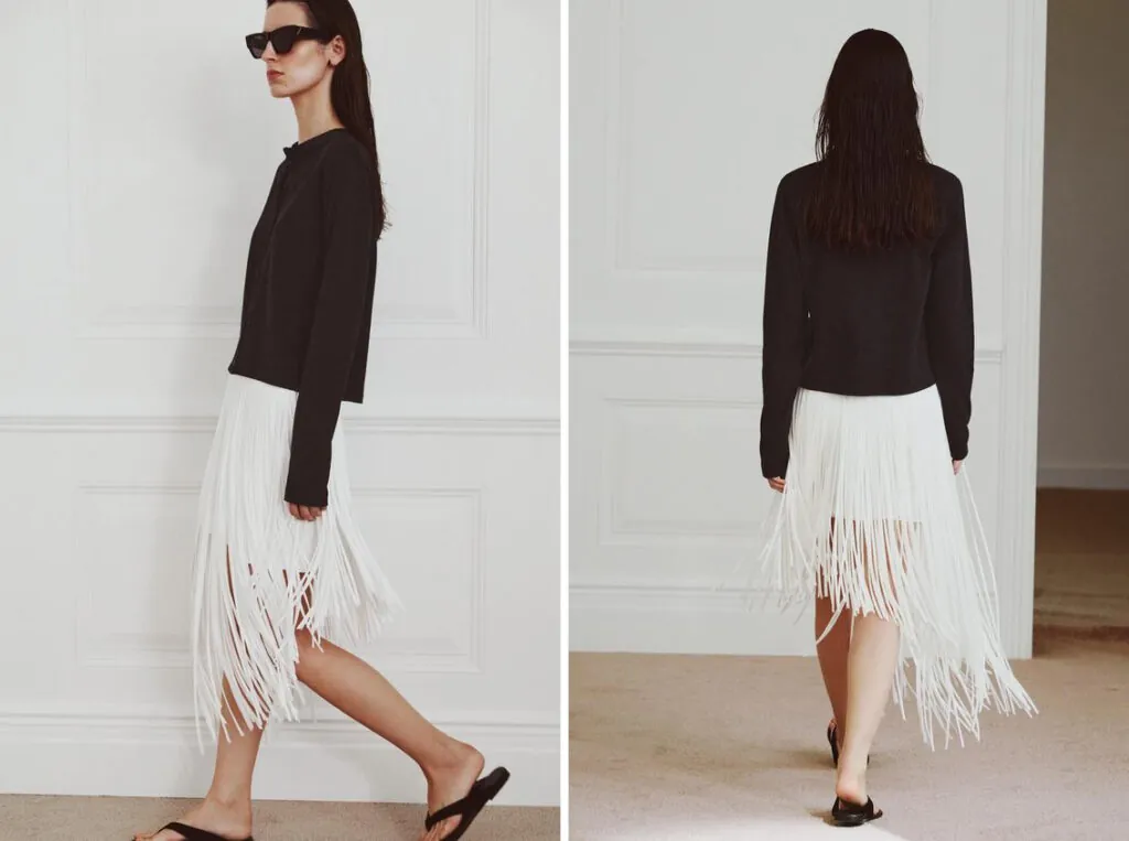 Falda blanca con flecos de Zara. (PVP: 69.95€)