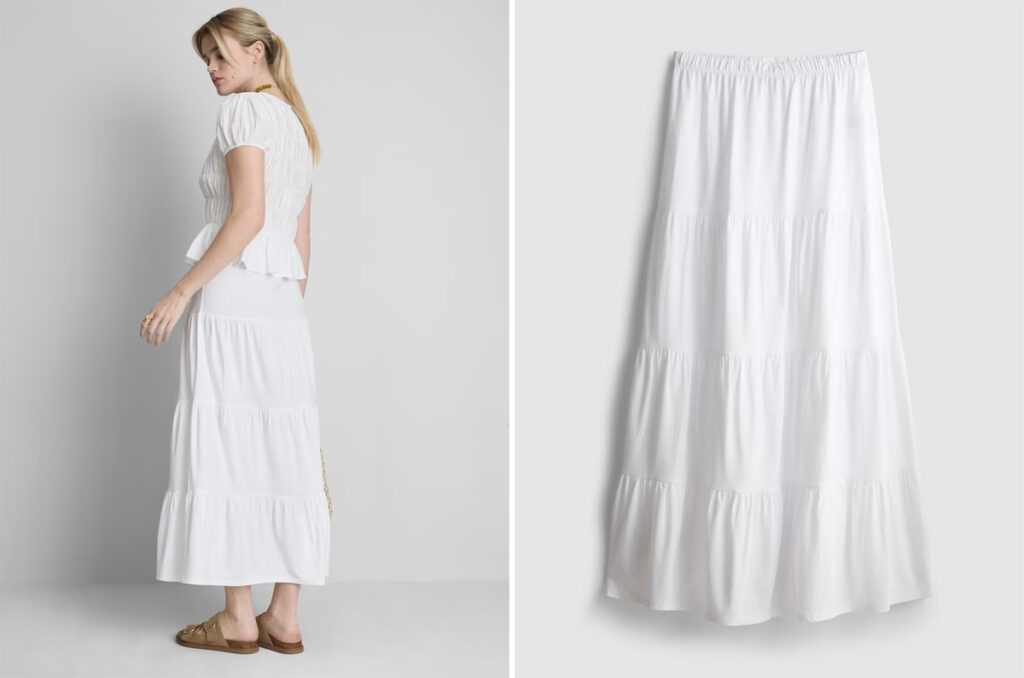 Falda larga blanca de Primark. (PVP: 12€)