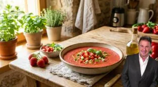 José Andrés y Berasategui coinciden: el mejor gazpacho no se hace solo con tomates, la clave es utilizar fresas para compensar la acidez