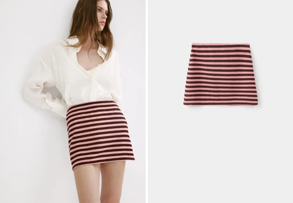 Falda de crochet a rayas de Mango. (PVP: 25.99€)