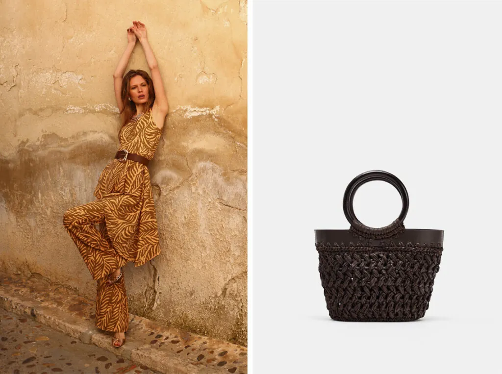 Conjunto estampado de la firma Mattui y mini capazo de Zara. (PVP: 29.95€)