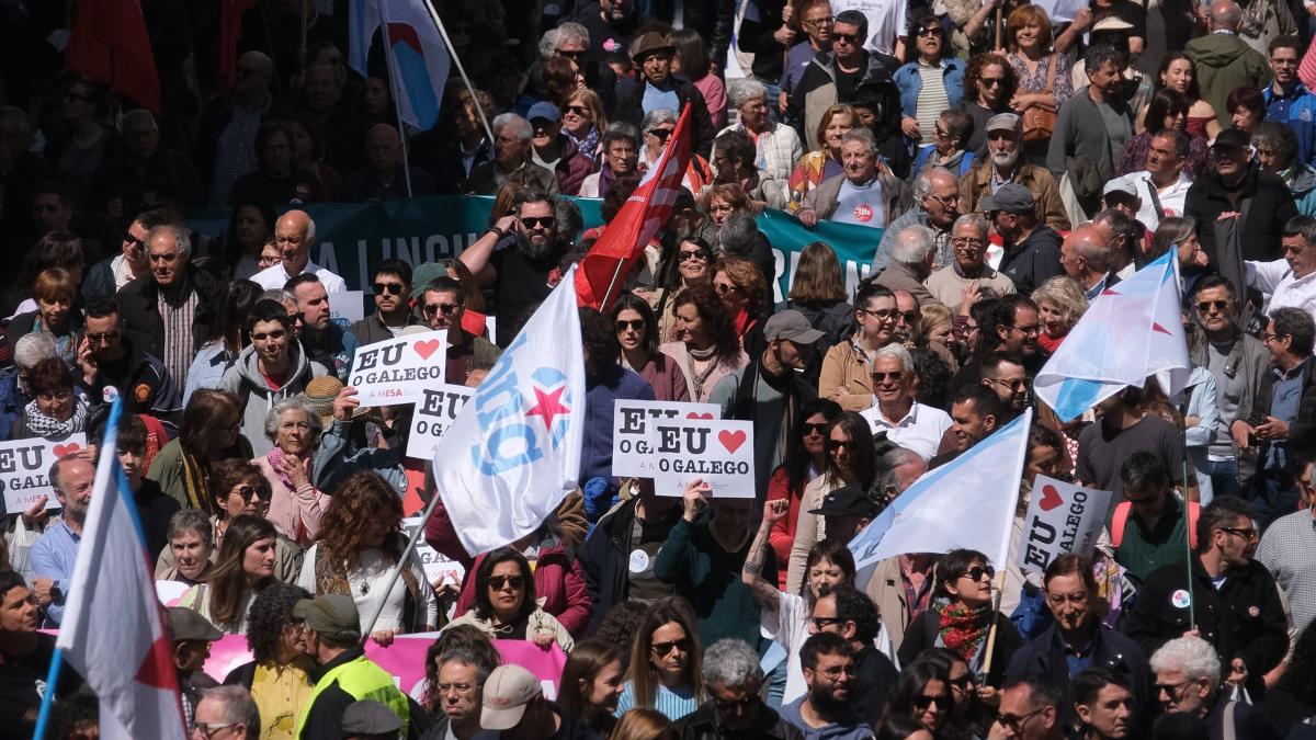 Miles de personas salen a la calle en Santiago de Compostela en defensa del gallego