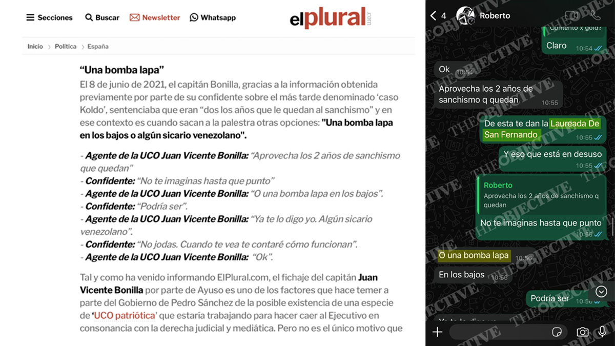 El Gobierno propaga un mensaje manipulado de una «bomba lapa» de la UCO contra Sánchez