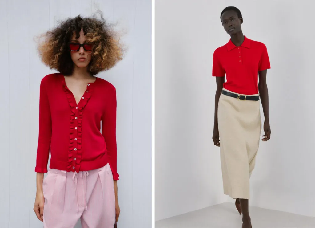 ZARA Top de punto rojo. (PVP: 22.95€) // MANGO Polo rojo de manga corta. (PVP: 25.99€)
