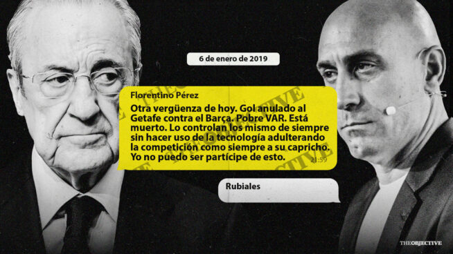 Los 'whatsapps' de Florentino a Rubiales por los arbitrajes post-Negreira: «Otra vergüenza más»