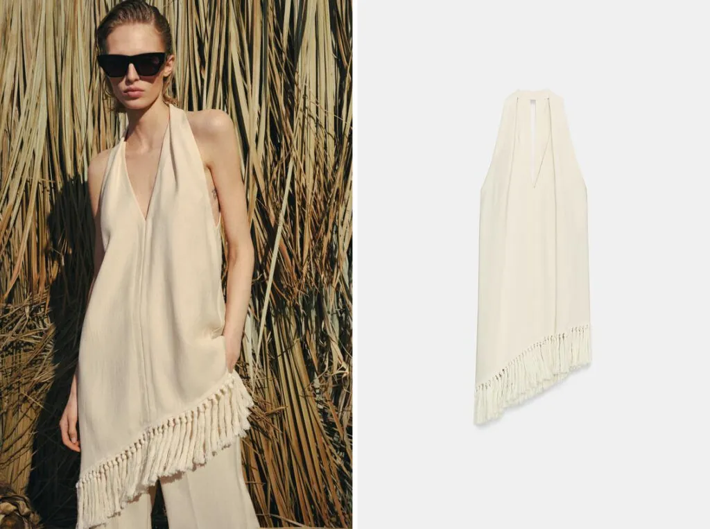 Top asimétrico con flecos de Zara. (PVP: 39.95€)