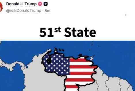 Trump publica un mapa con Venezuela pintada con la bandera de EEUU y como el estado 51